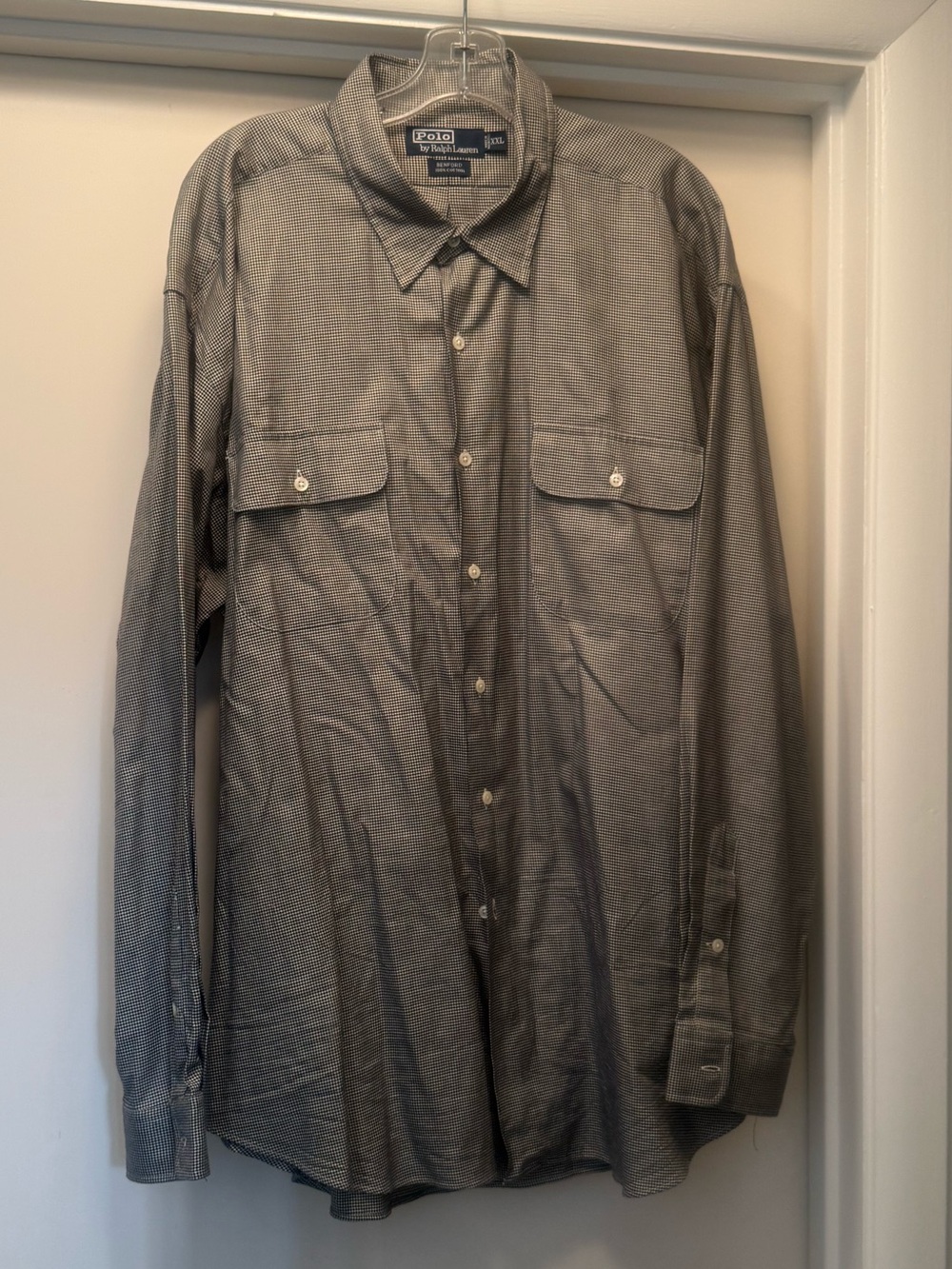 Men’s Ralph Lauren Polo Benford Small-Check Button Shirt in Black and White
